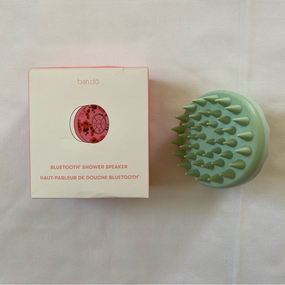 Ban.do Bluetooth Shower Speaker in Pink and Scalp Massager
